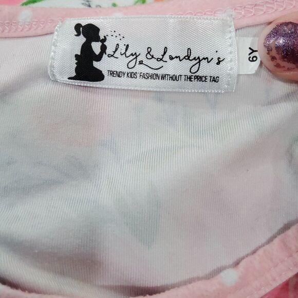 Lily & Londyn's Girls Pink Floral Ruffle Sleeveless Dress 6Y 6 - Picture 3 of 4